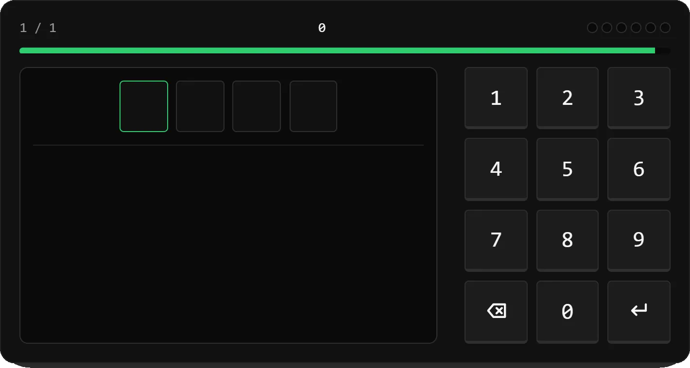 Minispiel keypad: Eingabe eines vierstelligen Codes über einen Ziffernblock